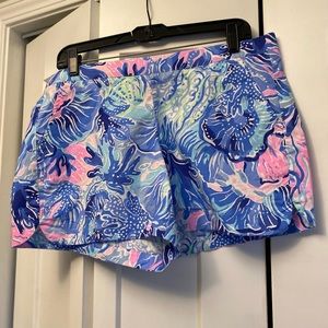 Lilly Pulitzer Saltwater Blue Shade Seekers Ocean View Shorts Size L
